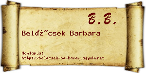Belácsek Barbara névjegykártya